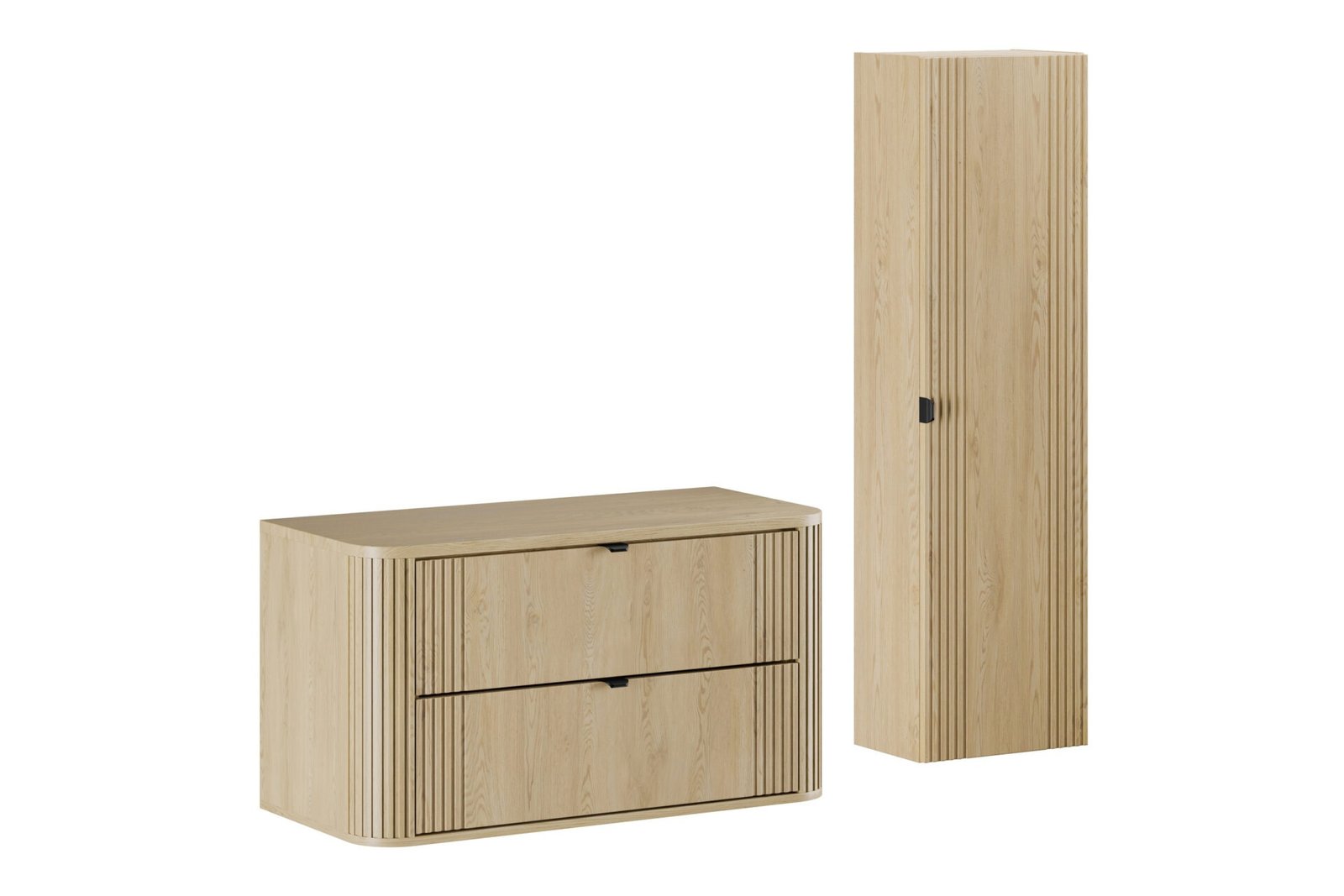 100 cm washbasin cabinet with countertop and tall column "Ovalia Cremona" set