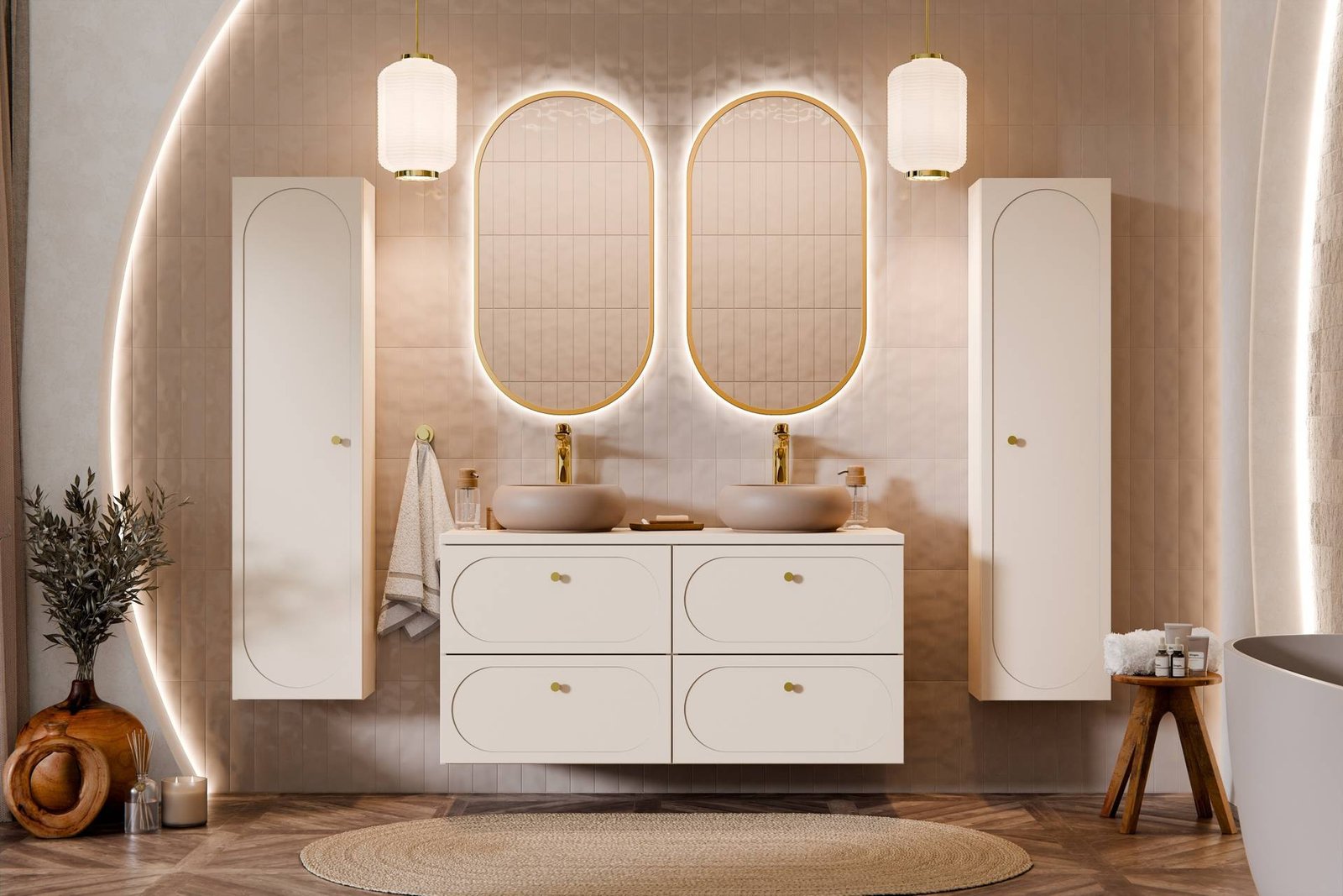 Donna Sand washbasin cabinet with countertop, 120 cm, 4 drawers - Image 6