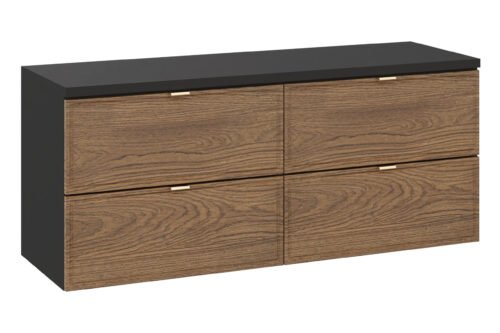 120 cm Talia Casella black matte washbasin cabinet with countertop set