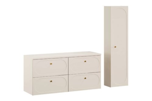 120 cm washbasin cabinet with countertop and high column Donna Sand set