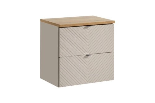 Viva Cashmere Coast Evoke Oak Vanity Unit with Countertop and 2 Drawers, 60 cm