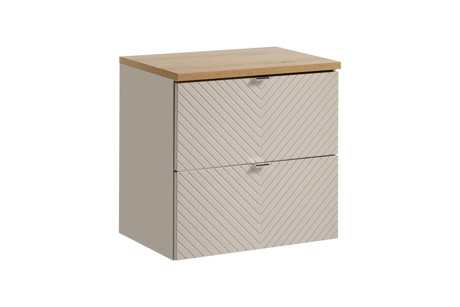 Viva Cashmere Coast Evoke Oak Vanity Unit with Countertop and 2 Drawers, 60 cm