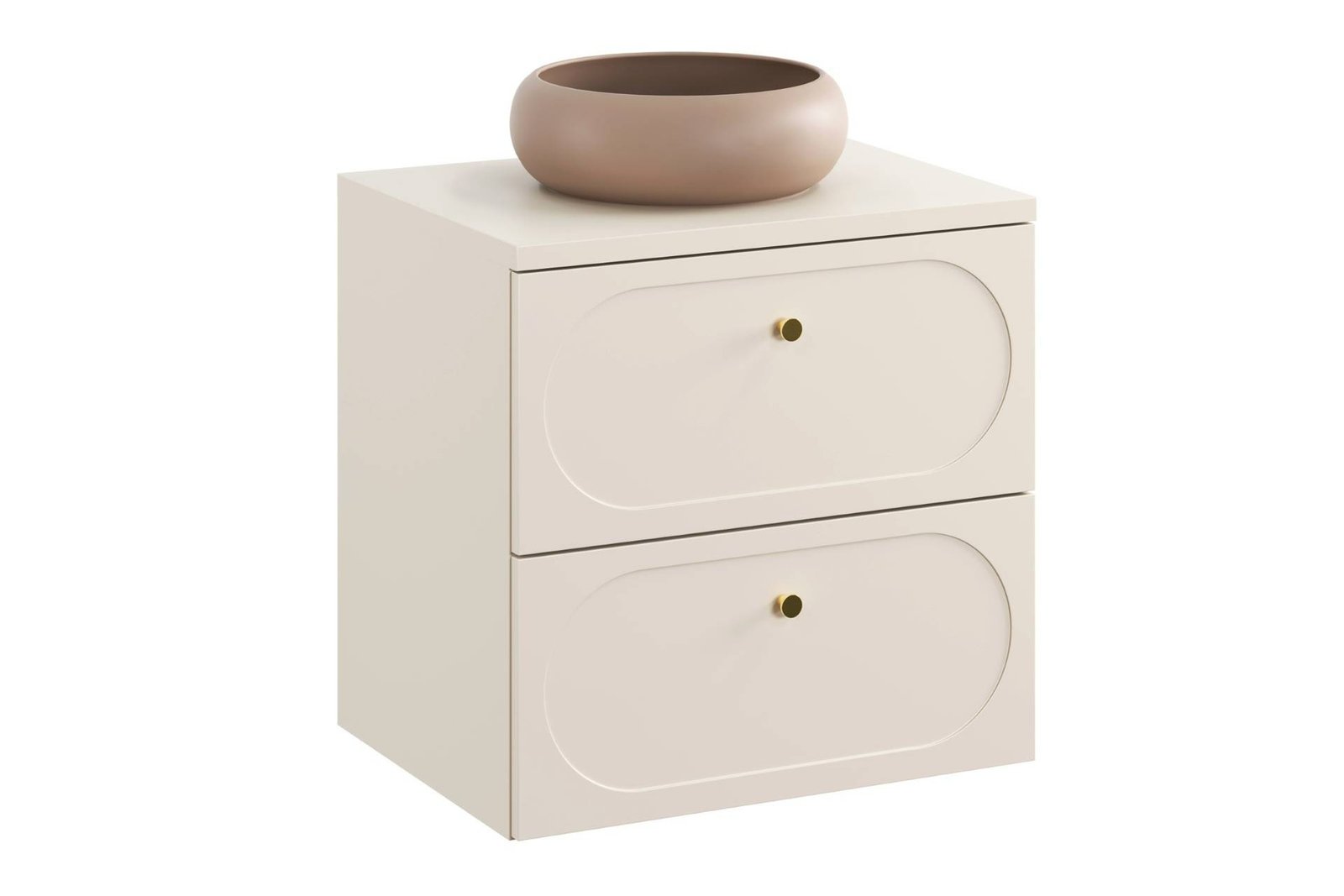 Washbasin cabinets with 60 cm countertop, 2 drawers and countertop washbasin Donna Sand set