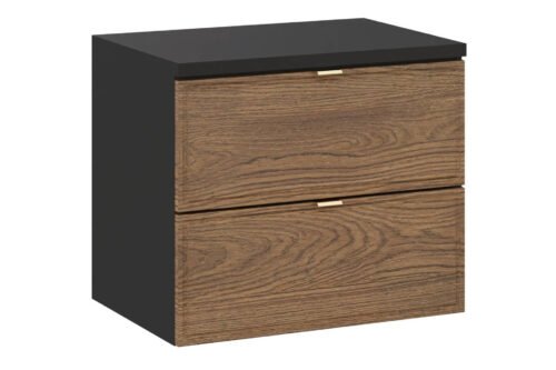 60 cm Talia Casella black matte washbasin cabinet with countertop set