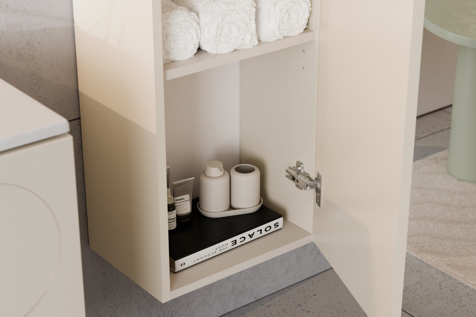 60 cm washbasin cabinet with countertop and tall column set Donna Sand - Image 5