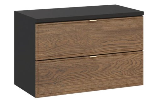 80 cm Talia Casella black matte washbasin cabinet with countertop set