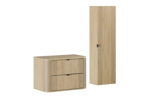 Washbasin cabinet with 80 cm countertop and high column “Ovalia Cremona” set
