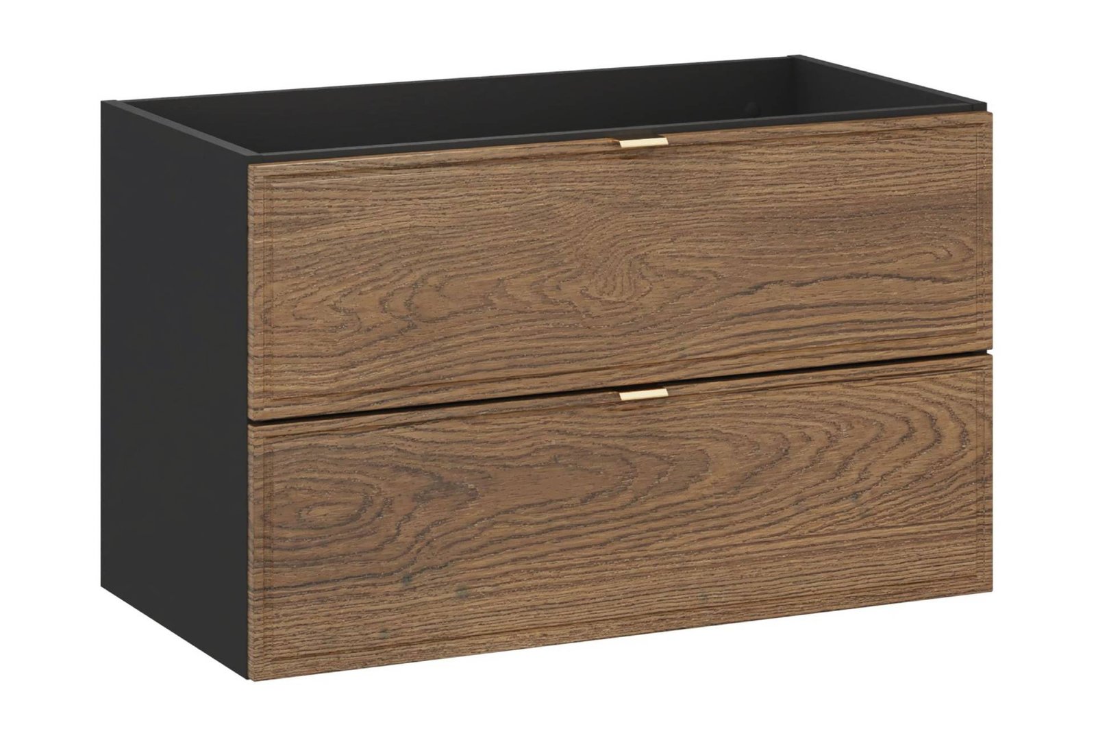 Vanity unit with 80 cm countertop and countertop washbasin set, LED mirror and 2 Talia Casella semi-columns in matte black - Image 2