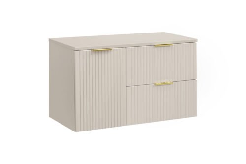 Washbasin cabinet with 100 cm countertop and cabinet with basket set “Adel Cashmere”