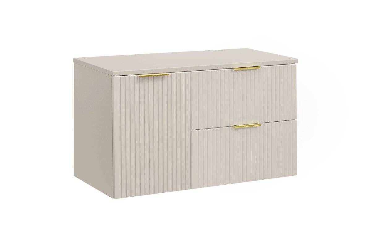 Washbasin cabinet with 100 cm countertop and cabinet with basket set "Adel Cashmere"