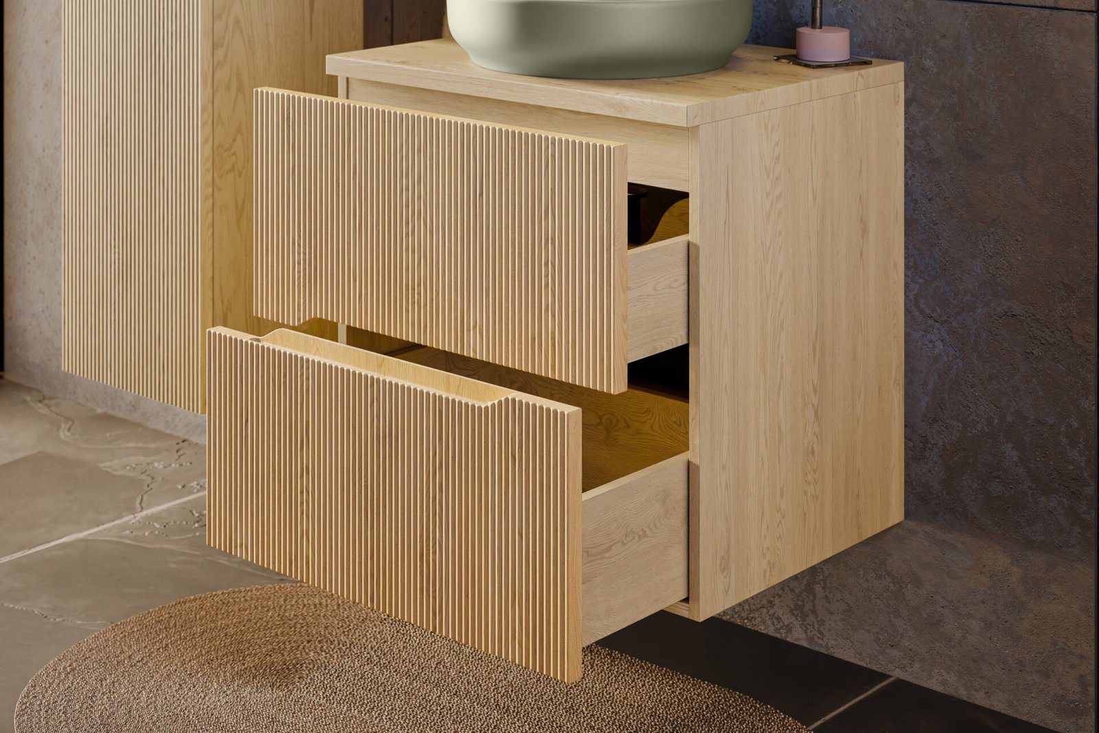 Cabinets with 80 cm countertop and washbasin set "Nordic Cremona" - Image 3