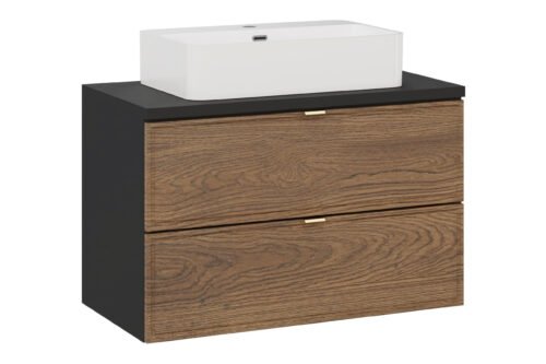 Cabinets with countertop and washbasin set, 80 cm, Talia Casella, matte black