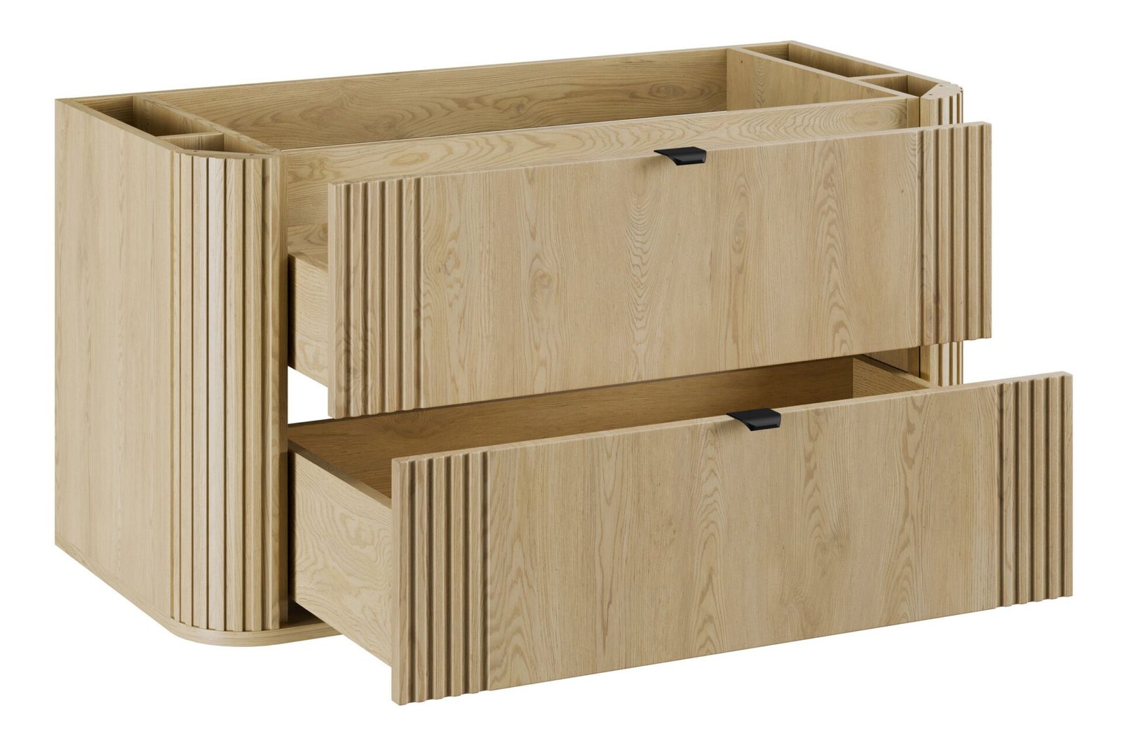Set of 2 100 cm washbasin cabinets with countertop and tall column "Ovalia Cremona" - Image 4