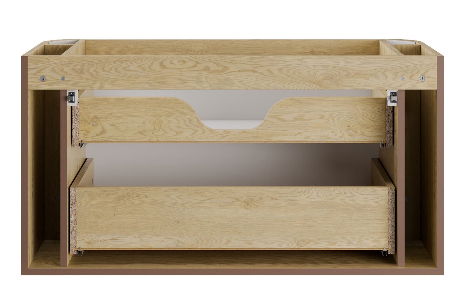 Set of 2 100 cm washbasin cabinets with countertop and tall column "Ovalia Cremona" - Image 5