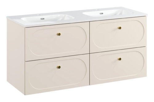 Washbasin cabinet furniture set 120 cm, 4 drawers, Donna Sand
