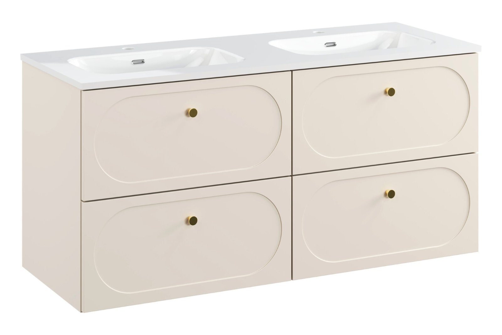Washbasin cabinet furniture set 120 cm, 4 drawers, Donna Sand