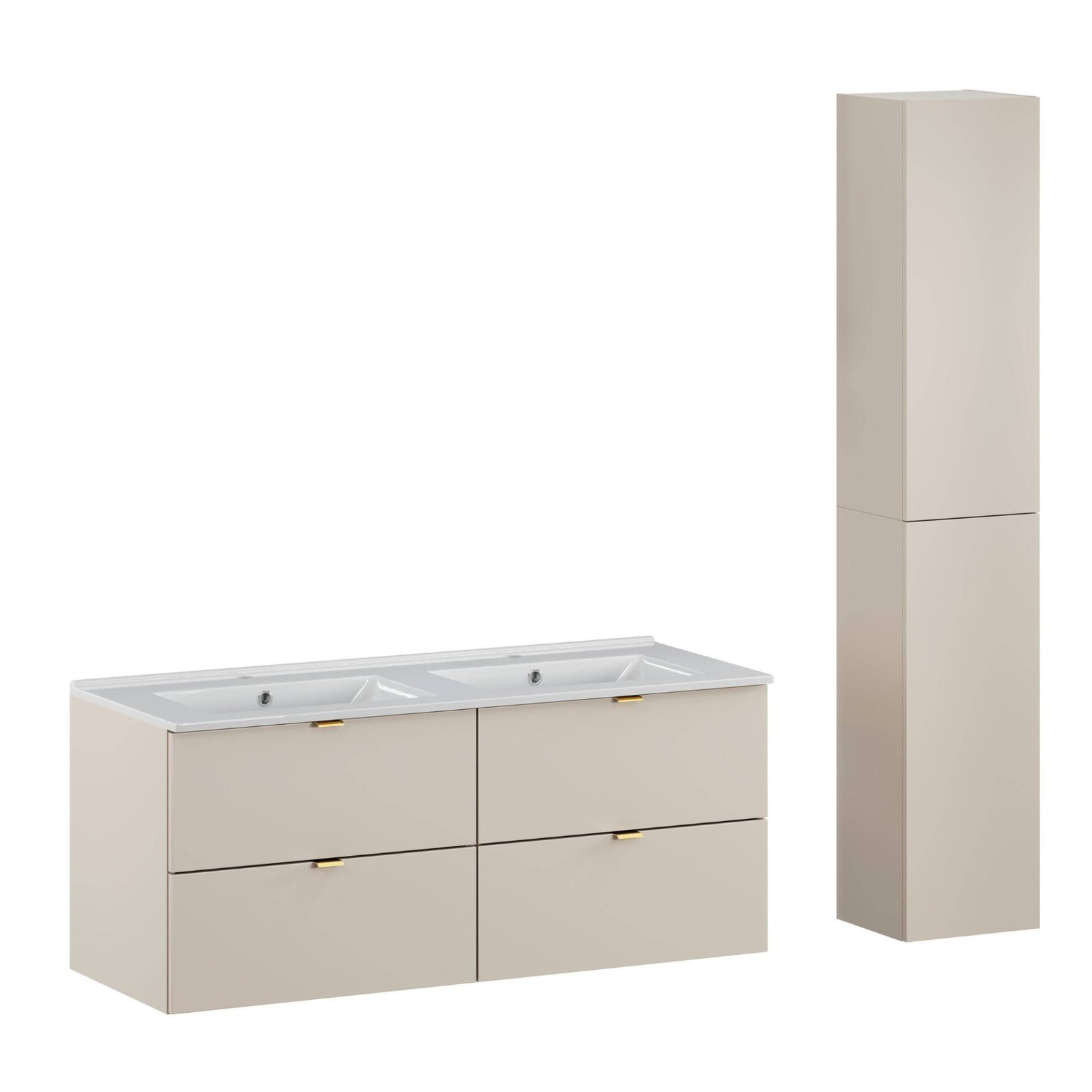 120 cm washbasin cabinet and tall column set "Dalia Cashmere"