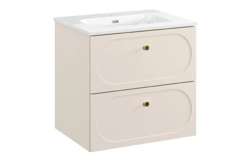 Cabinet set with washbasin, 60 cm, 2 drawers, Donna Sand