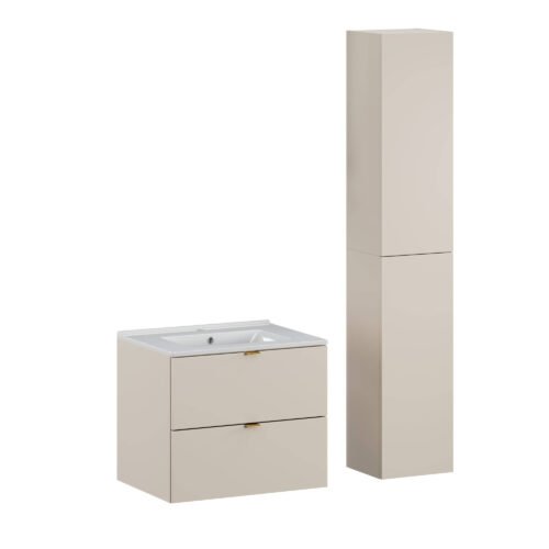 60 cm washbasin cabinet and tall column set “Dalia Cashmere”