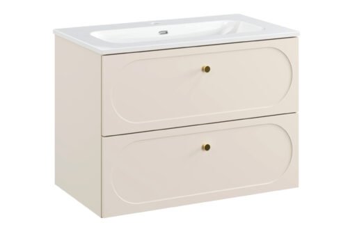 Washbasin cabinet furniture set, 80 cm, 2 drawers, Donna Sand
