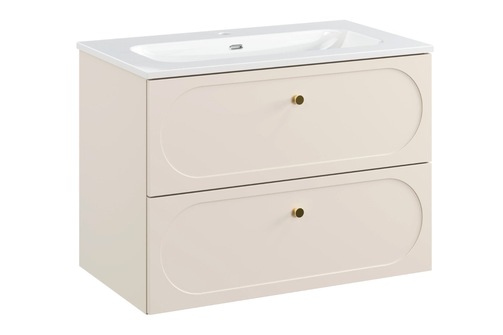 Washbasin cabinet furniture set, 80 cm, 2 drawers, Donna Sand