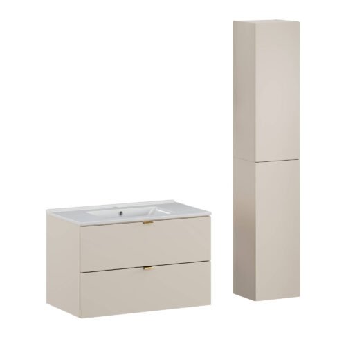 Cabinets with washbasin (80 cm) and tall column “Dalia Cashmere” set