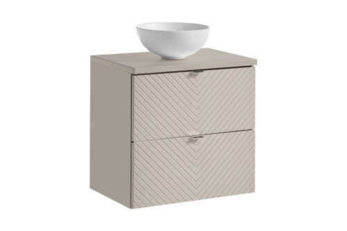 Vanity unit with washbasin and worktop with 2 drawers, 60 cm Viva Cashmere