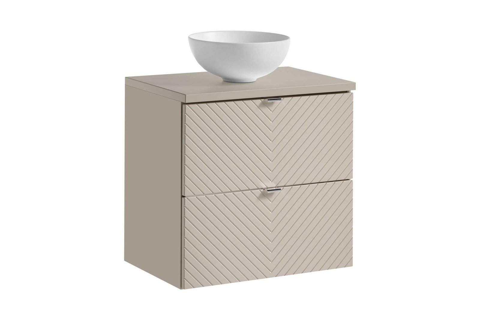 Vanity unit with washbasin and worktop with 2 drawers, 60 cm Viva Cashmere