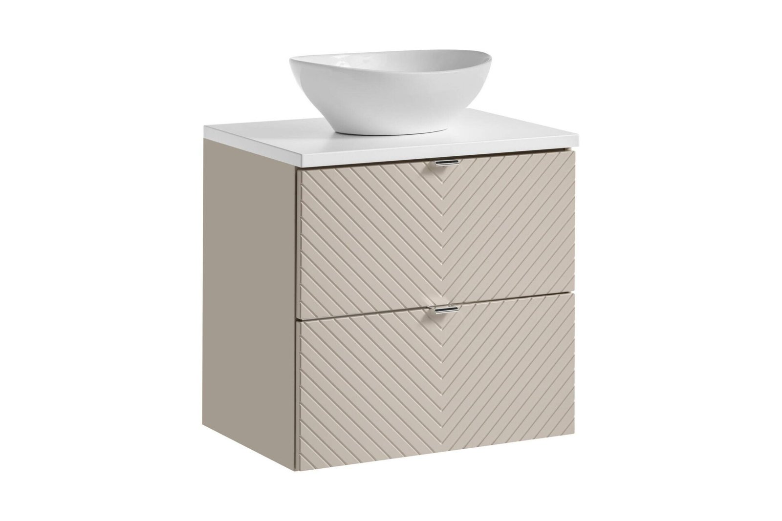 Cabinet with sink and countertop with 2 drawers set, 60 cm, Viva Cashmere White
