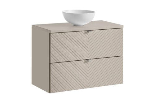 Vanity unit with washbasin and worktop with 2 drawers, 80 cm, Viva Cashmere