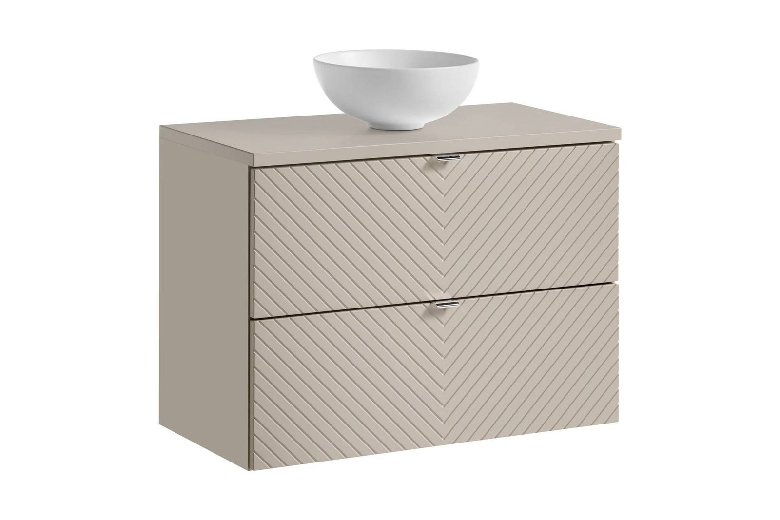 Vanity unit with washbasin and worktop with 2 drawers, 80 cm, Viva Cashmere