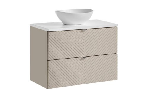 Vanity unit with washbasin and worktop with 2 drawers, 80 cm, Viva Cashmere