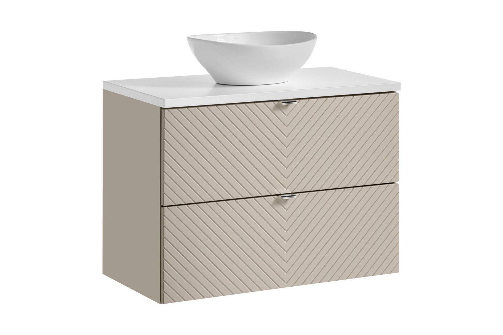Vanity unit with washbasin and worktop with 2 drawers, 80 cm, Viva Cashmere