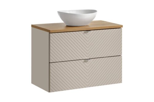 Vanity unit with washbasin and worktop with 2 drawers, 80 cm, Viva Cashmere