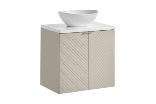 Vanity unit with washbasin and 2D countertop set, 60 cm, Viva Cashmere White