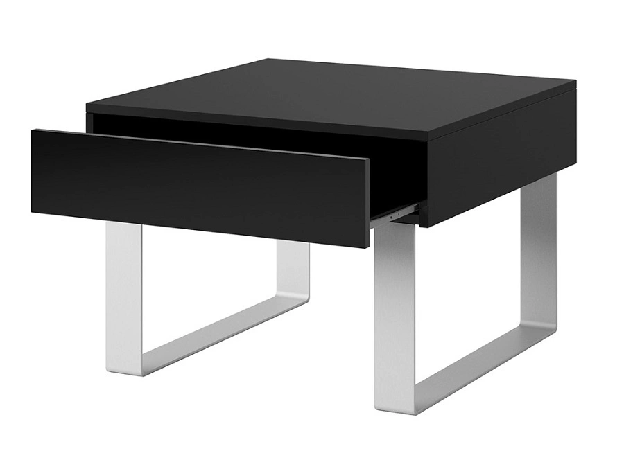 The glossy black CALABRINI XXI furniture set is an exceptionally stylish wall cabinet for the living room, with simple shapes, suitable for any interior - Image 5