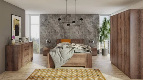 Rico oak monastery bedroom furniture set, timeless design, bedroom furniture set made of high quality laminated board