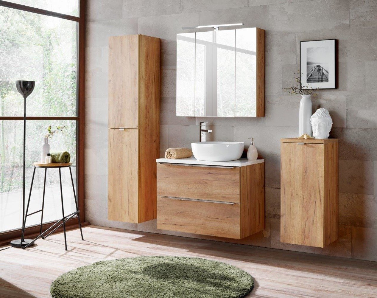 80 cm Capri bathroom furniture set, white, with white countertop