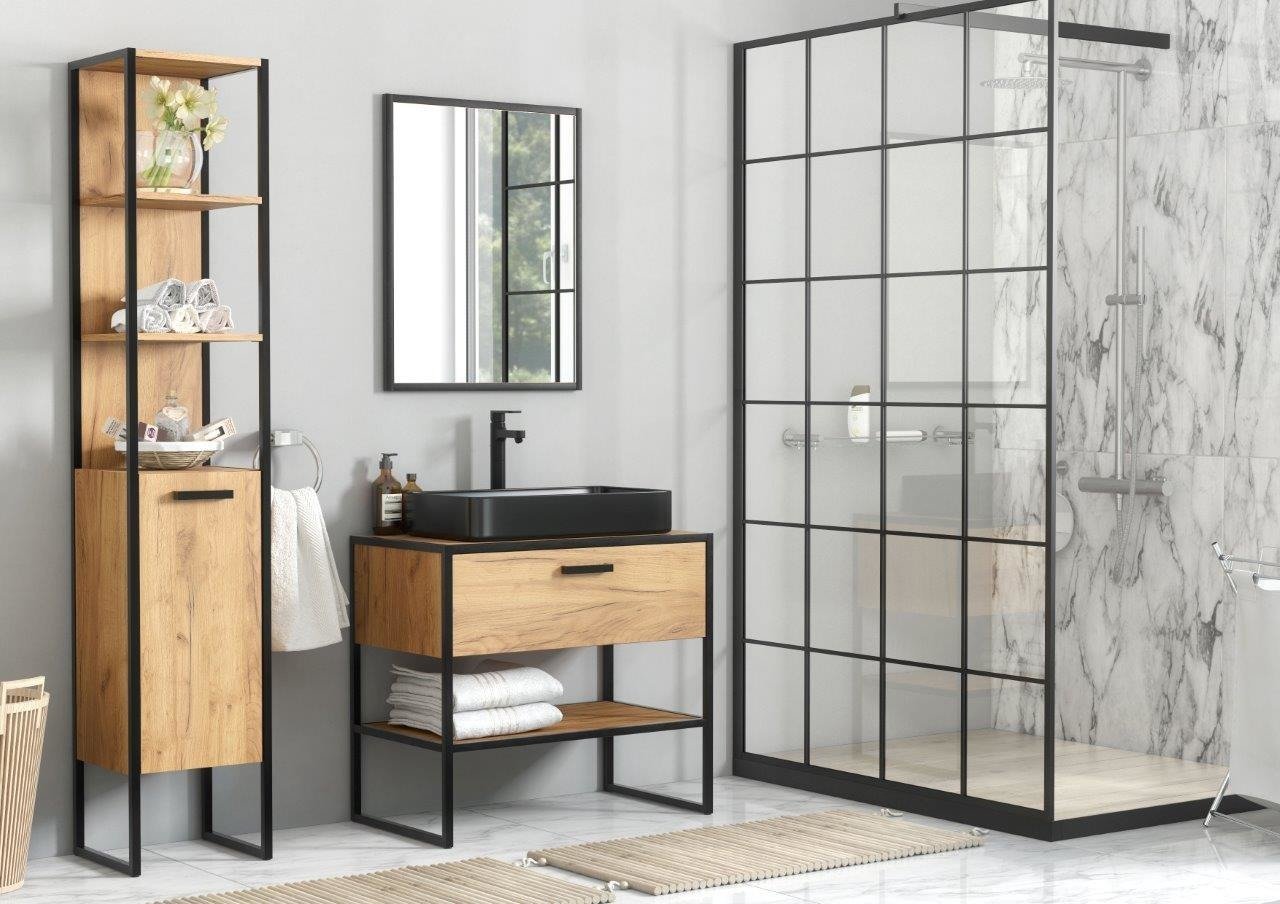 Bathroom furniture set 90 cm Brooklyn 827 + UM E-6275 Matte black