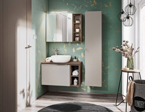 Santa Fe Taupe III Gray Bathroom Furniture Set