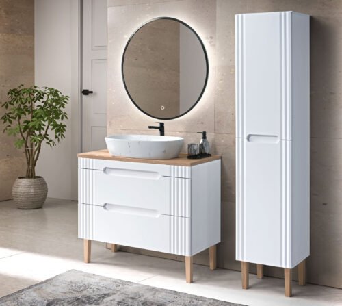 100 cm FIJI WHITE set with MEGI MW13 washbasin