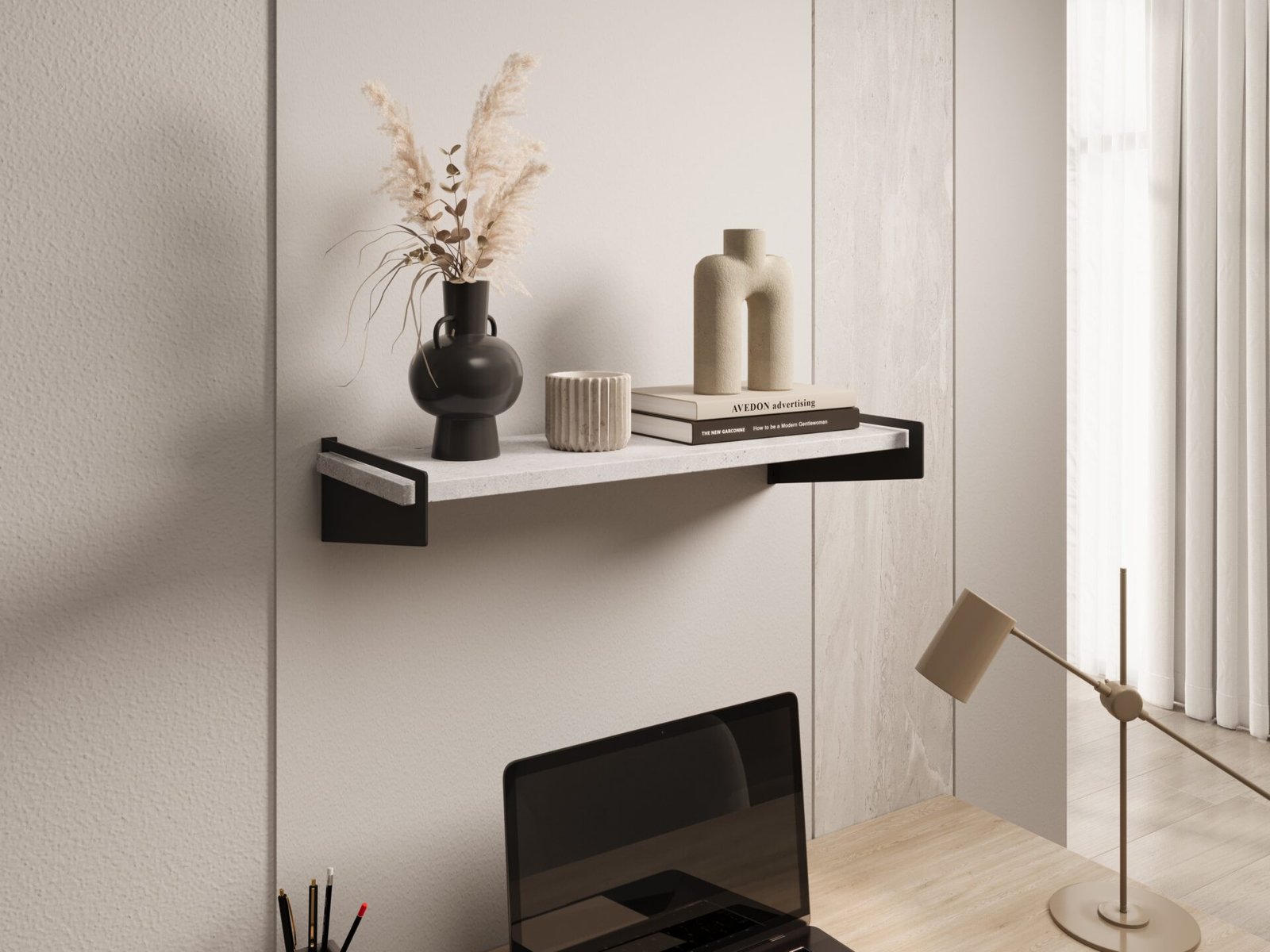 Ovo shelf, black/concrete, ADRK - Image 2