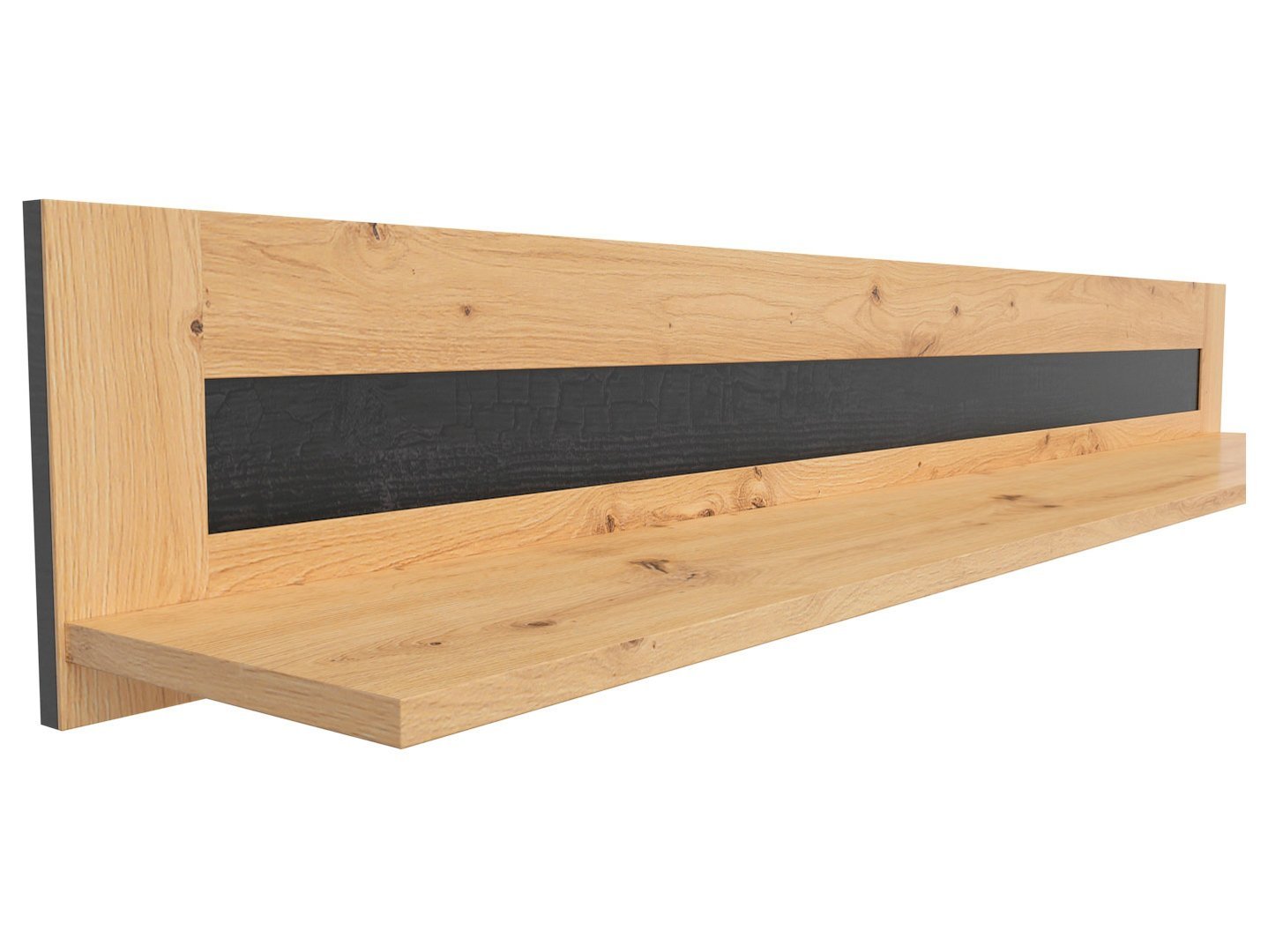 OSTIA hanging shelf 161 cm, oak veneer/glossy black - Image 3