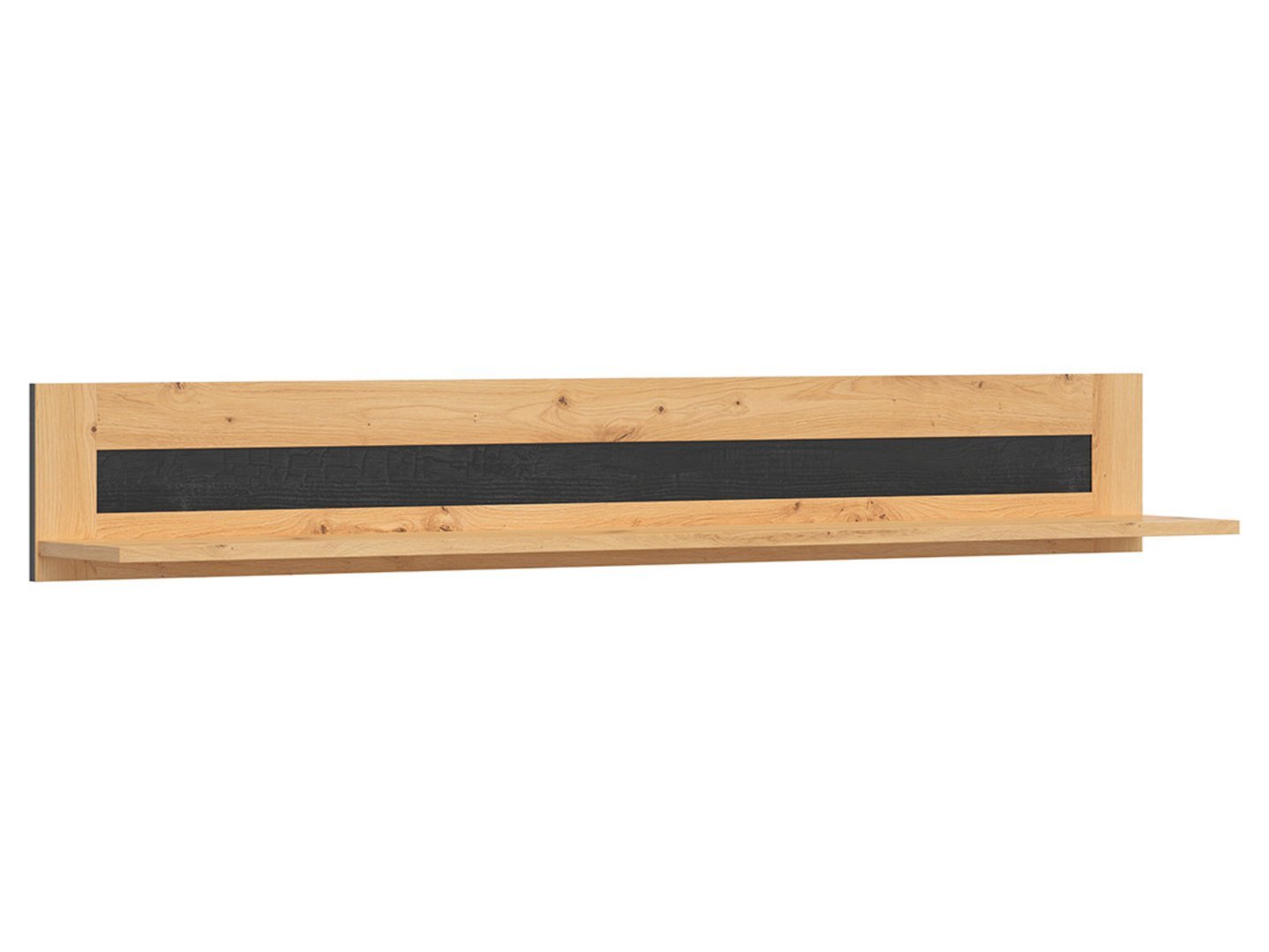 OSTIA hanging shelf 161 cm, oak veneer/glossy black