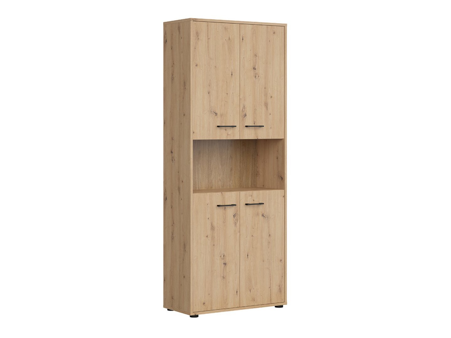 SPACE OFFICE 4-door bookcase, 80 cm, faux oak color