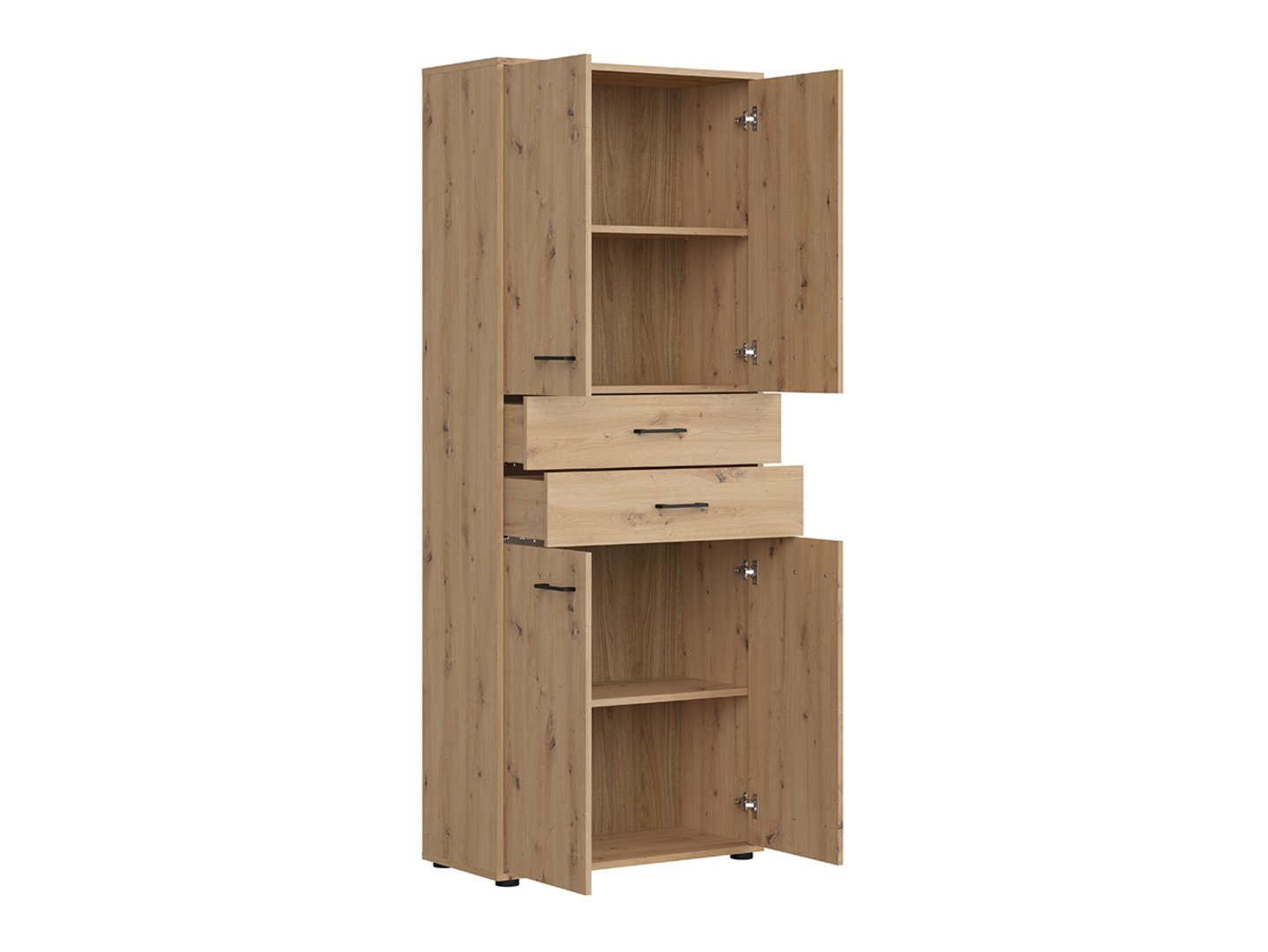 SPACE OFFICE four-door bookcase with two drawers, 80 cm, oak color - Image 2