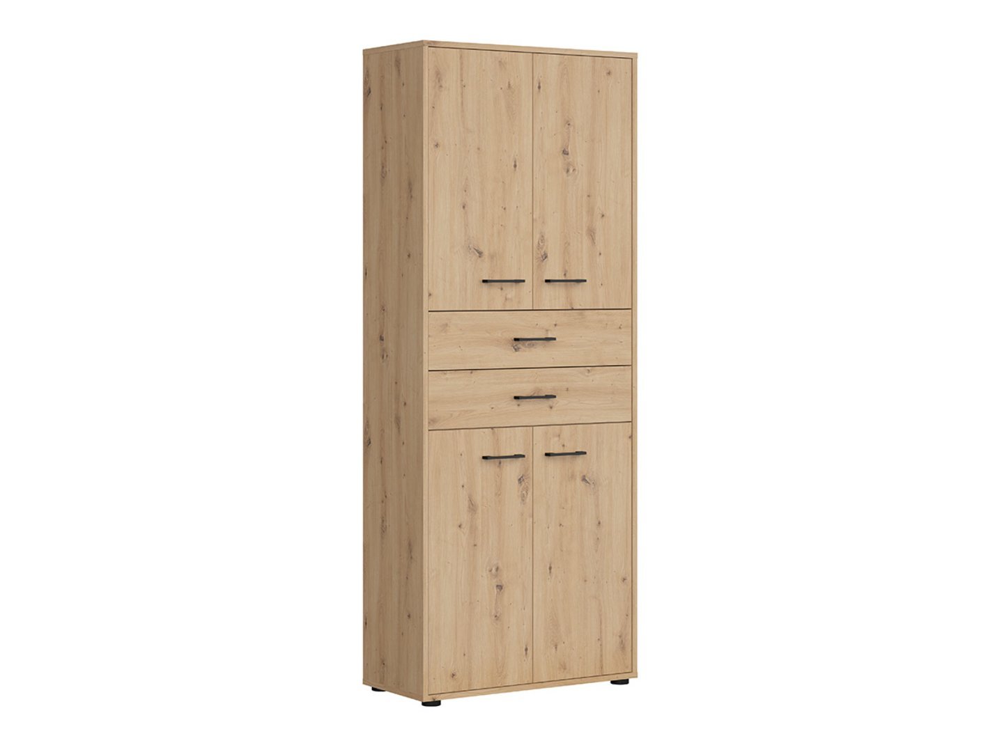 SPACE OFFICE four-door bookcase with two drawers, 80 cm, oak color