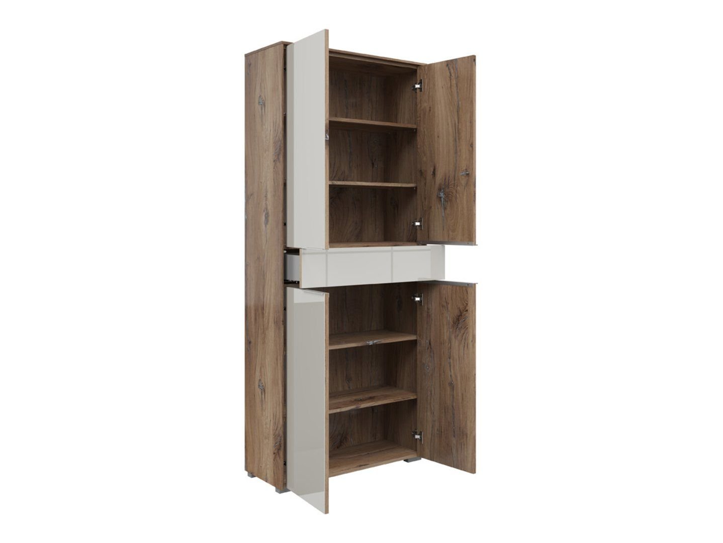 Nevada 4-door bookcase with drawer, 81 cm, dark flag oak - Image 2