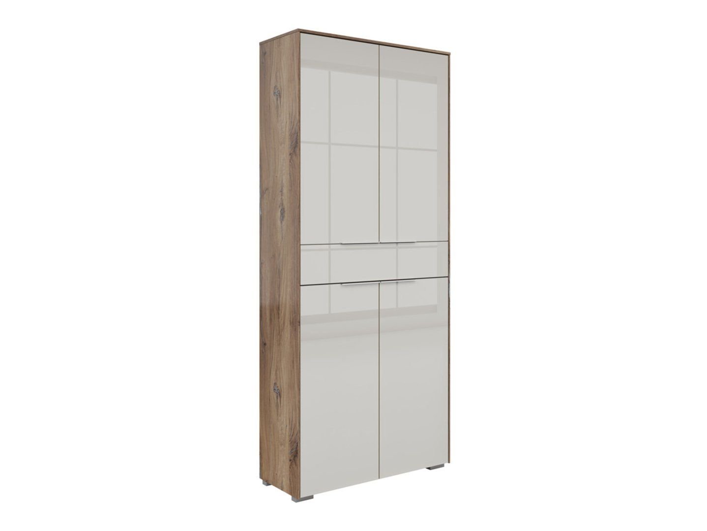 Nevada 4-door bookcase with drawer, 81 cm, dark flag oak