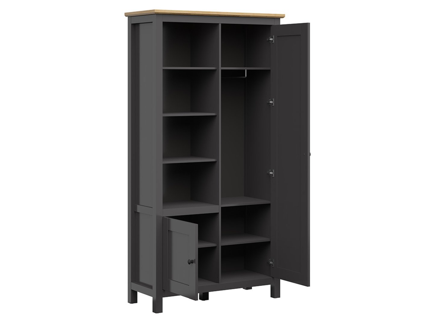 HESEN double-door bookcase 106 cm graphite/artisan oak - Image 3
